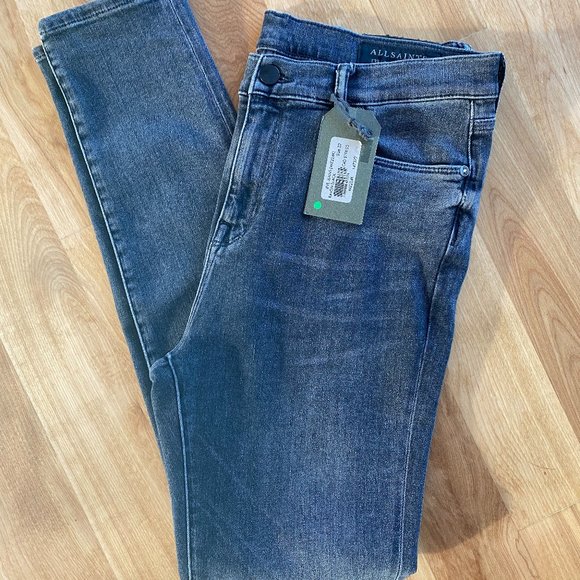 NWT All Saints Eve Skinny Jeans in Raven Black - Picture 4 of 10